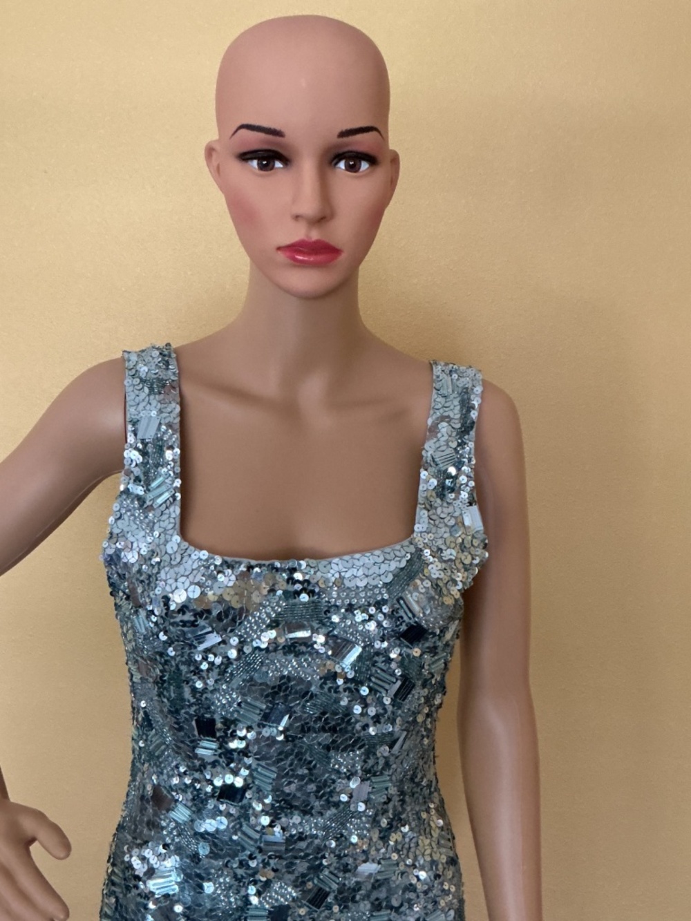 Alice and Olivia Sequin Midi Blue Dress NWT Size 8 - Picture 3 of 8